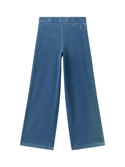 Benetton Kids' Cotton Blend Wide Leg Jeans - view 2, Blue