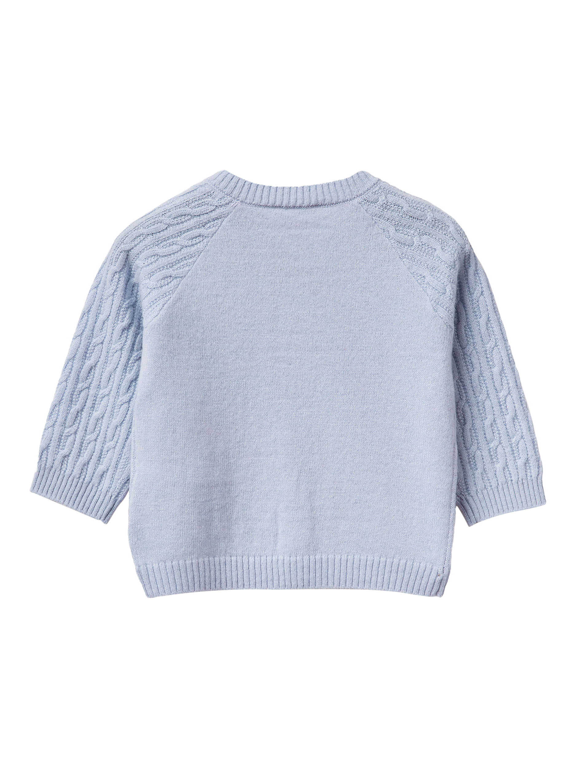 Product image 2 of 3, which shows Benetton Kids' Wool Blend Cardigan, Light Blue, 1-3 months