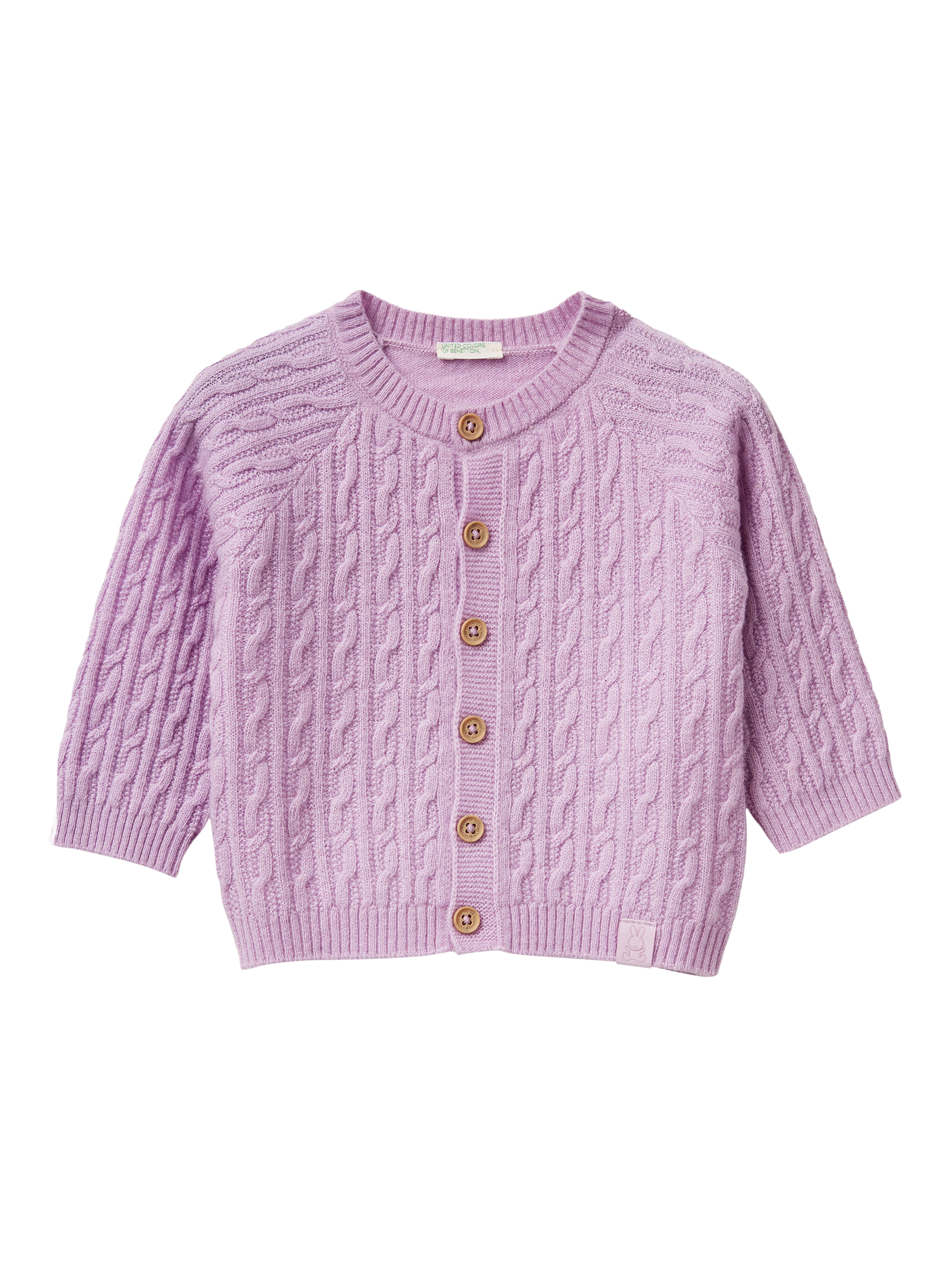 Product image 1 of 3, which shows Benetton Kids' Wool Blend Cardigan, Violet, 1-3 months