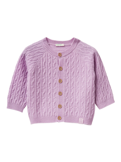 Benetton Kids' Wool Blend Cardigan, Violet