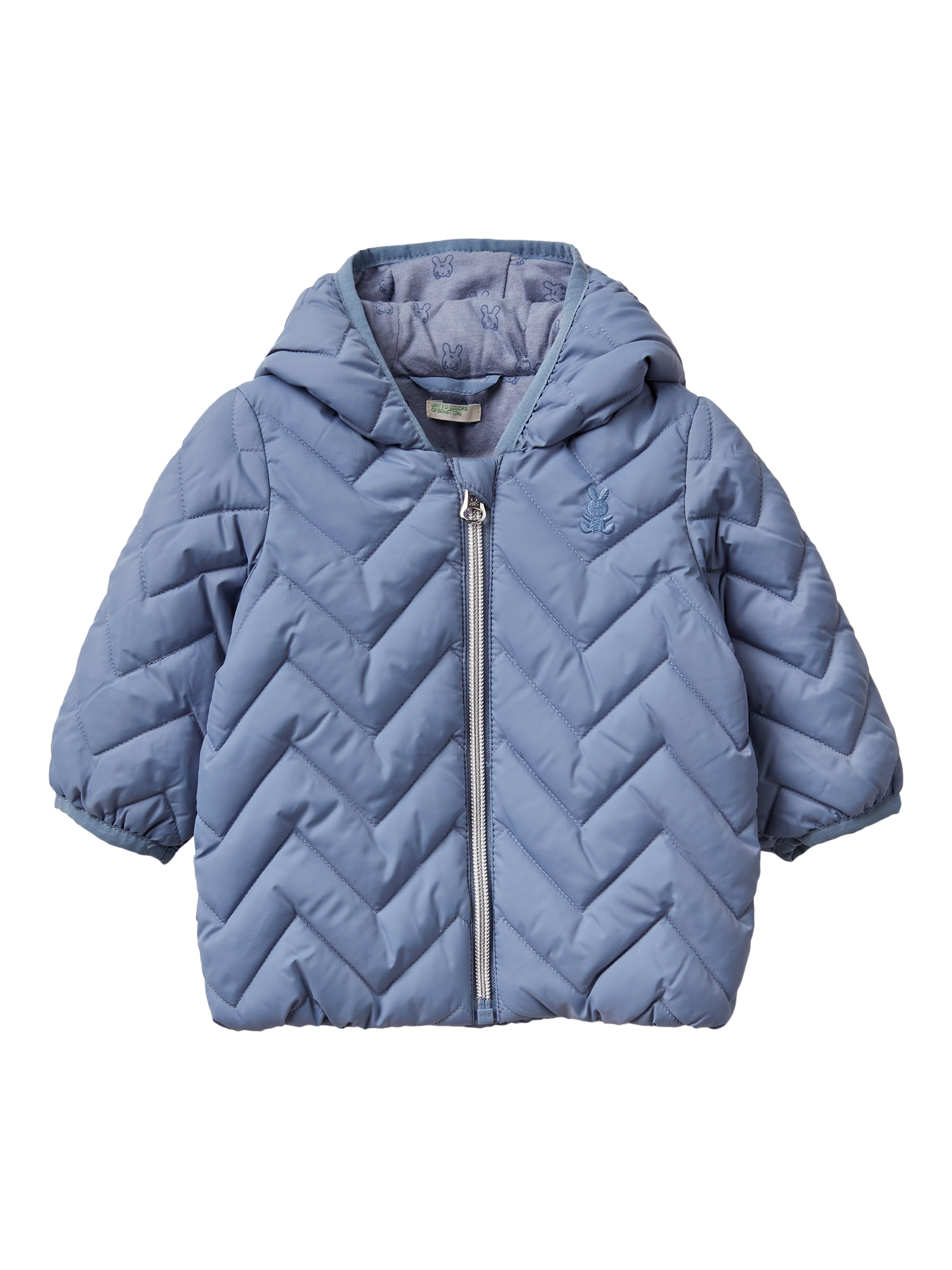 Product image 1 of 3, which shows Benetton Kids' Quilted Jacket, Mid Blue, 1-3 months