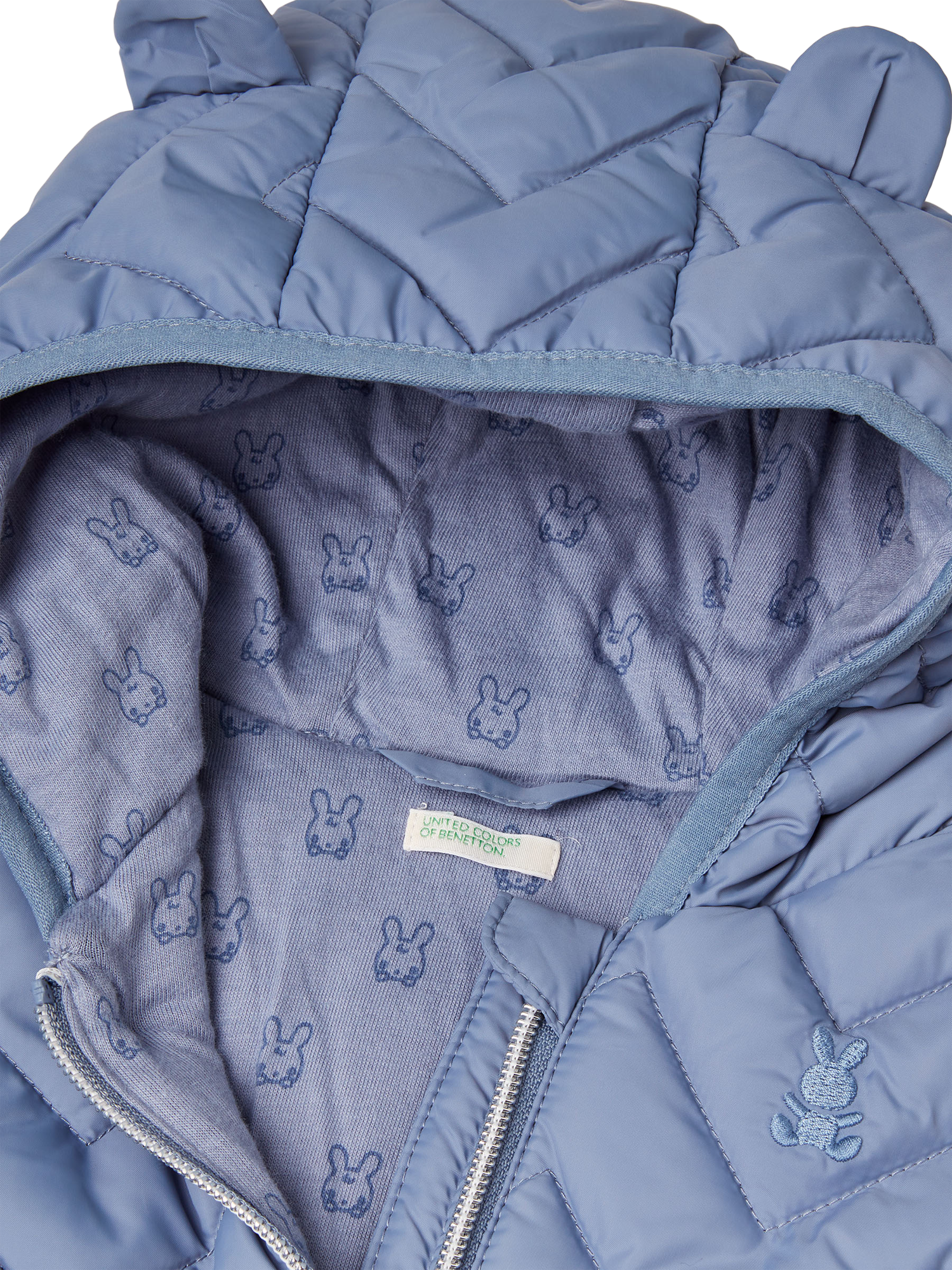 Product image 3 of 3, which shows Benetton Kids' Quilted Jacket, Mid Blue, 1-3 months
