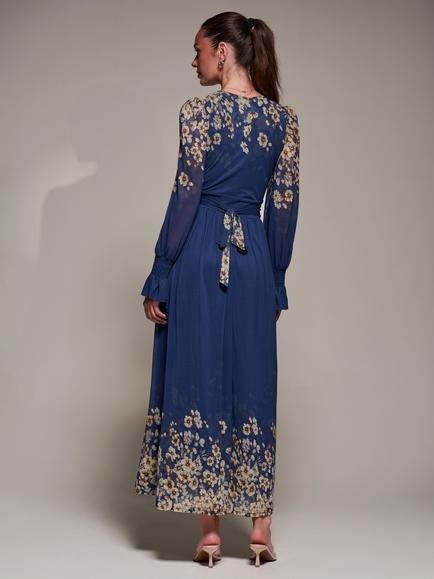 Jolie Moi Floral Mirrored Maxi Dress, Navy Floral - view 2, Navy Floral