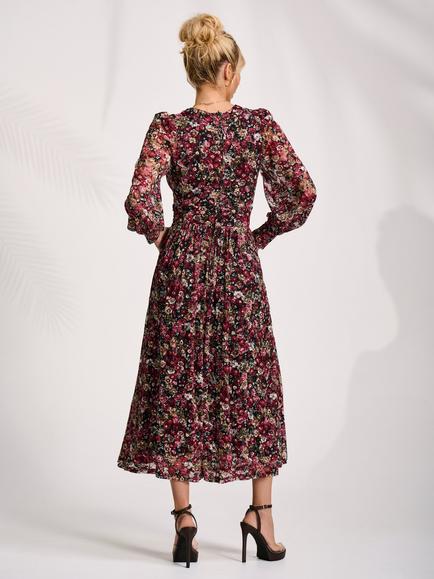 Jolie Moi Floral Lace Maxi Dress, Black Red Floral - view 2, Black Red Floral