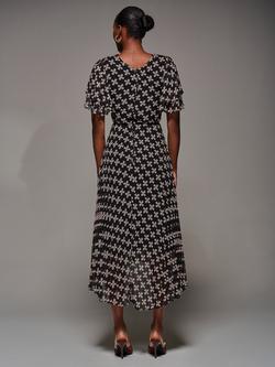 Jolie Moi Abstract Angel Sleeve Midaxi Dress, Black Geo - view 2, Black Geo