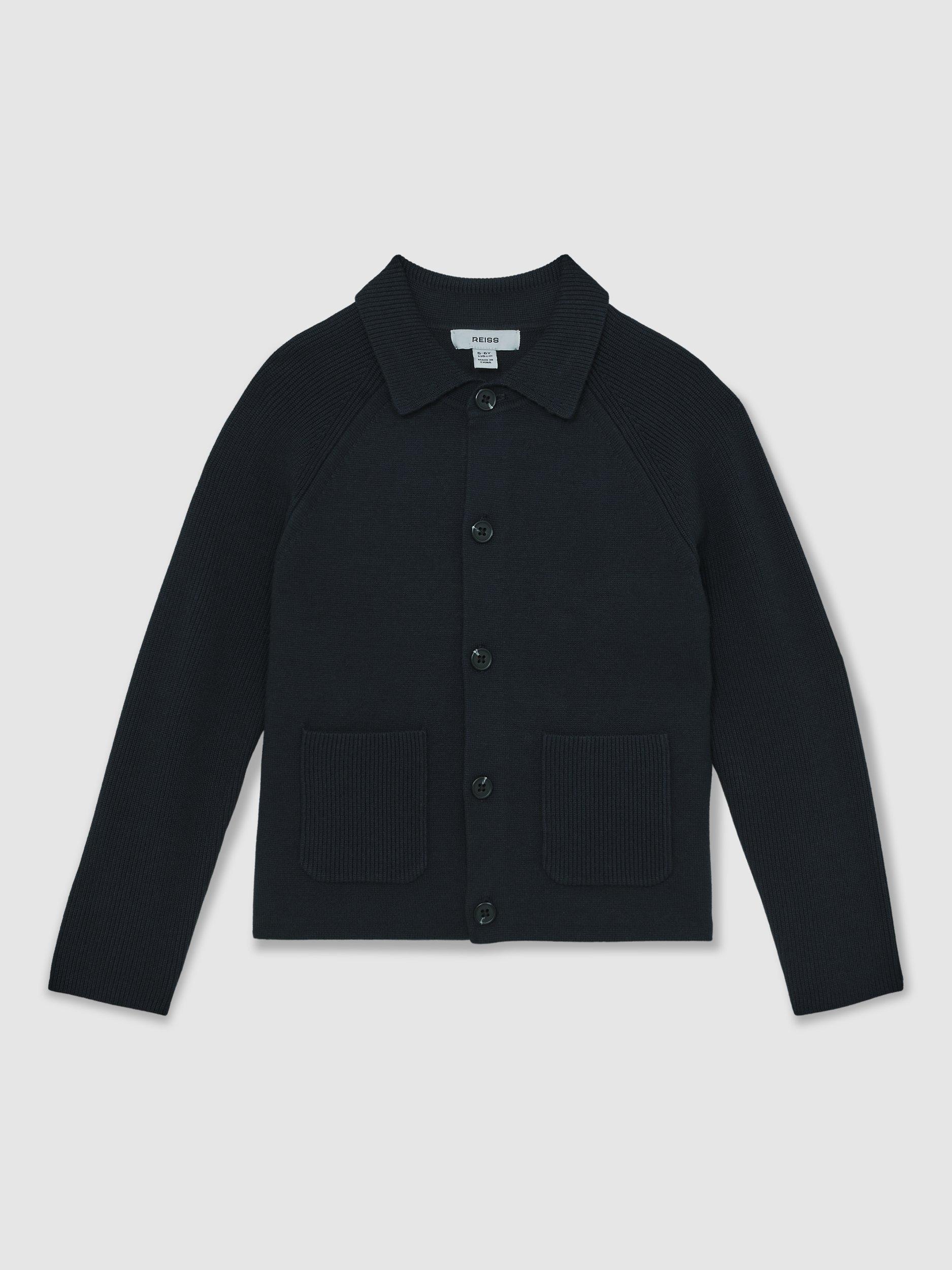 Product image 1 of 4, which shows Reiss Kids' Fitzgerald Cardigan, Navy, 5-6 years