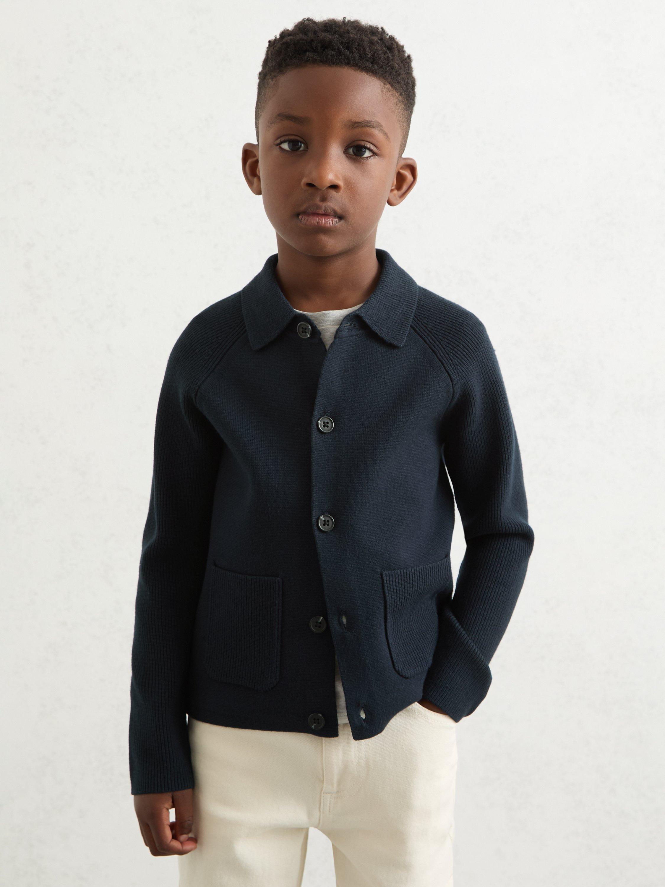 Product image 2 of 4, which shows Reiss Kids' Fitzgerald Cardigan, Navy, 5-6 years