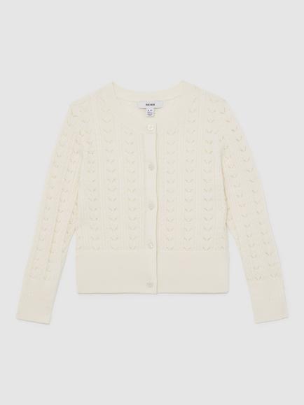 Reiss Kids' Flo Cardigan, Ivory, Ivory