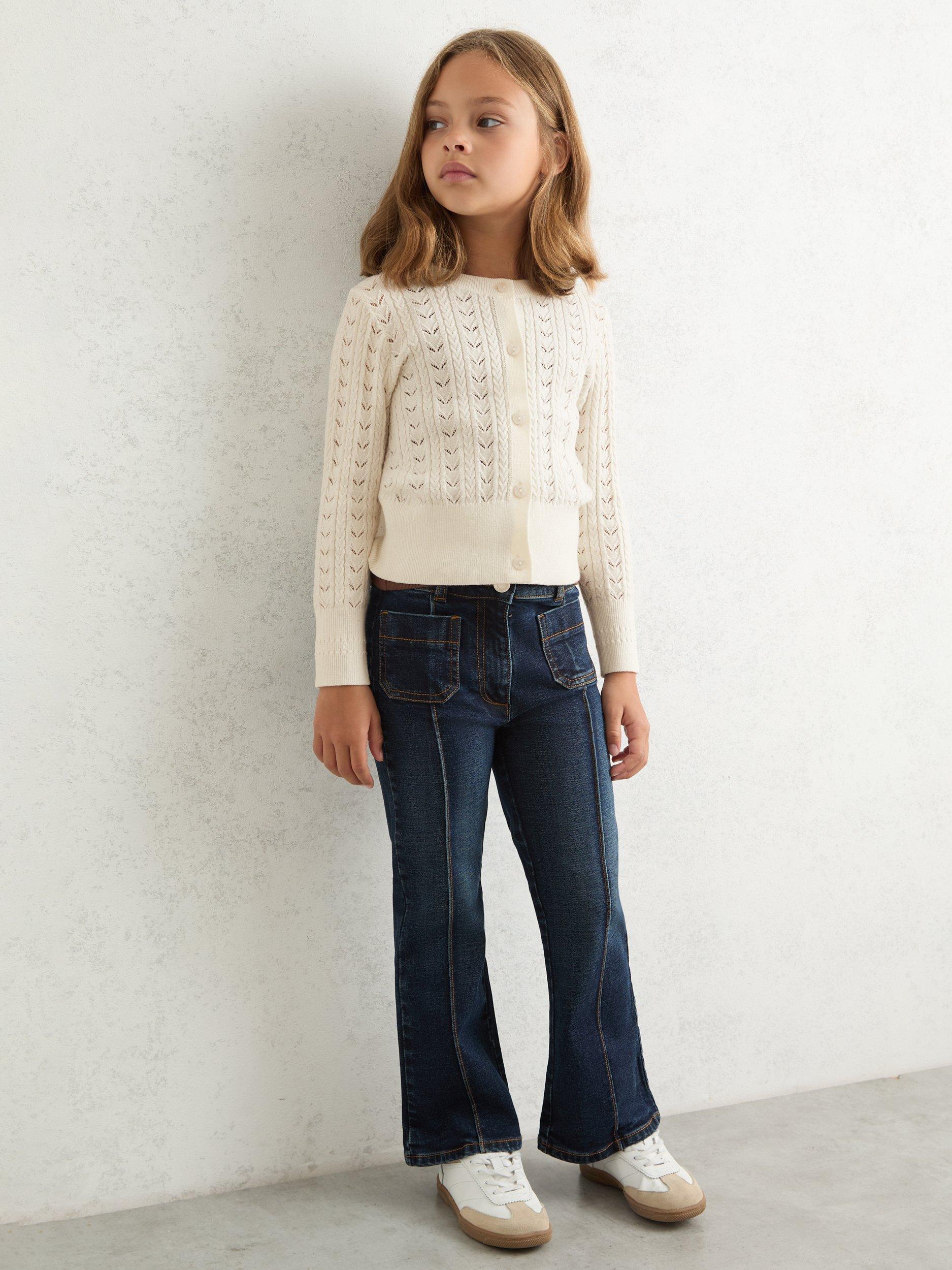 Product image 3 of 4, which shows Reiss Kids' Flo Cardigan, Ivory, 3-4 years