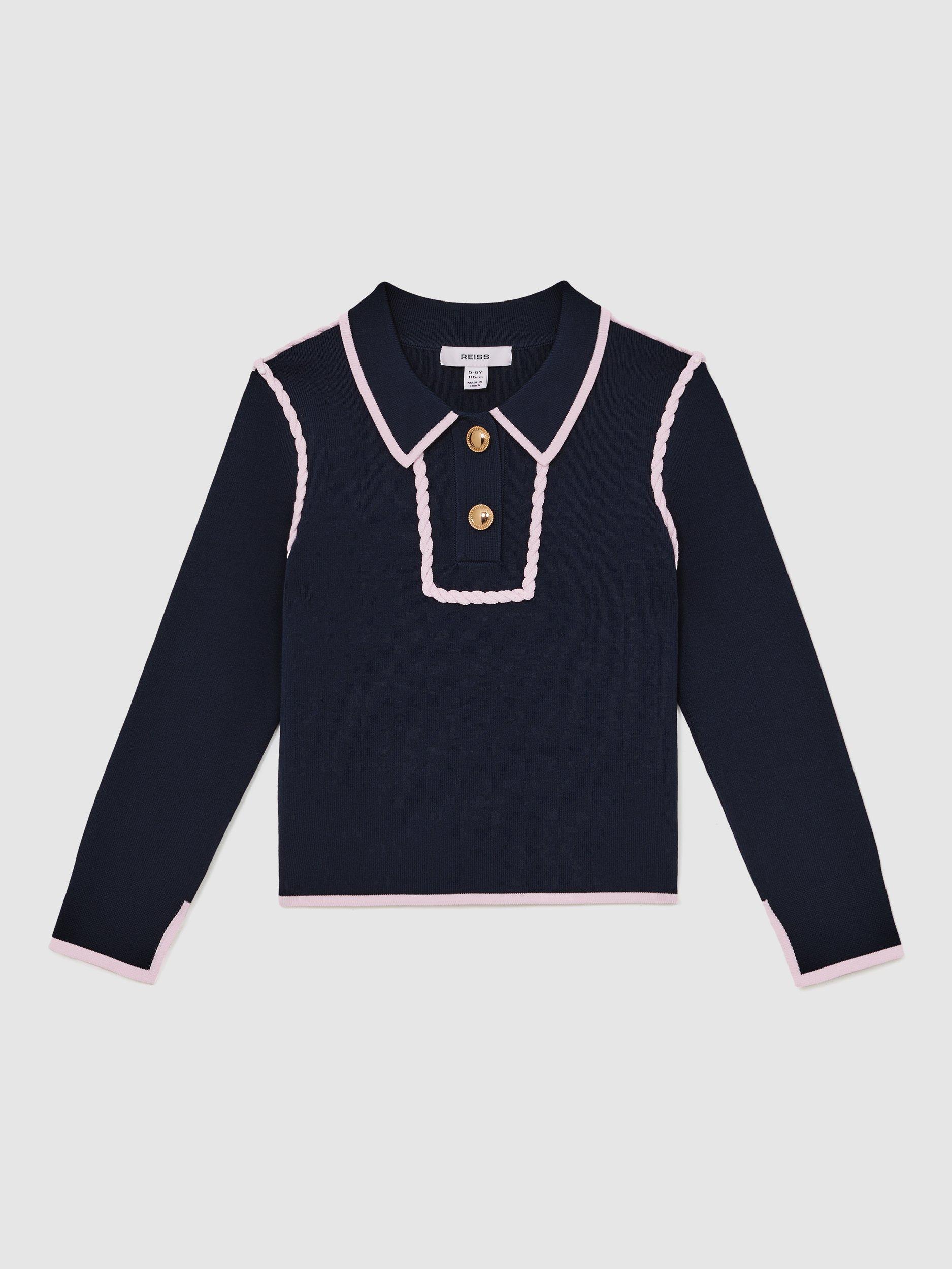 Product image 4 of 5, which shows Reiss Kids' Freya Jumper, Navy, 3-4 years