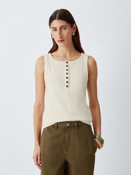 AND/OR Aria Ribbed Vest Top, Ecru
