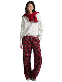 Ralph Lauren Polo Ralph Lauren Cosy Flannel Pyjama Bottoms, Red/Multi, Red/Multi