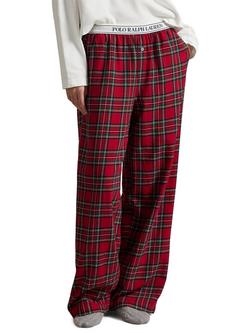 Ralph Lauren Polo Ralph Lauren Cosy Flannel Pyjama Bottoms, Red/Multi - view 2, Red/Multi