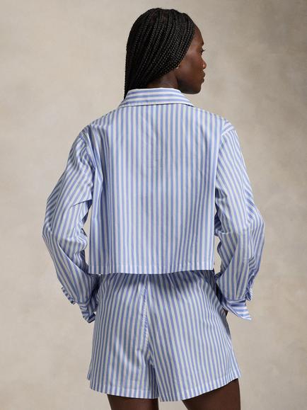 Ralph Lauren Crop Top Striped Boxer Pyjama Set - view 2, White X Hydrangea