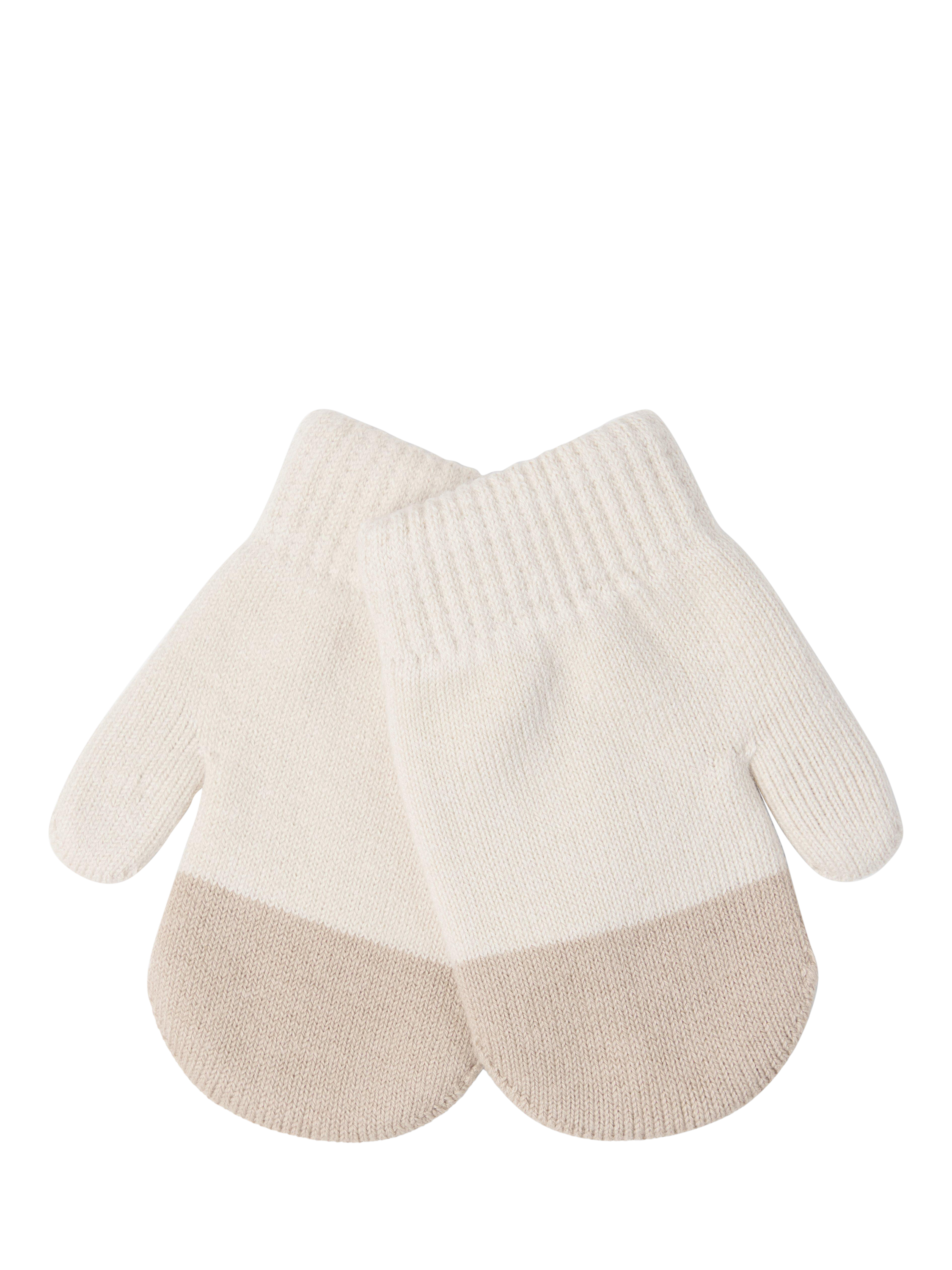 Lindex Kids' Knitted Mittens, Light Beige