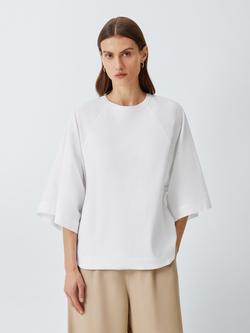 John Lewis Oversized Cut Out Cotton Poplin Top, White