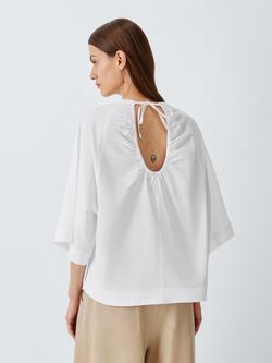 John Lewis Oversized Cut Out Cotton Poplin Top - view 2, White
