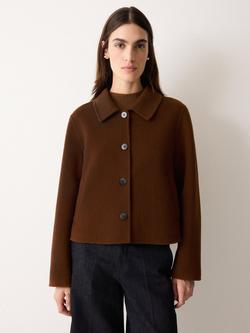 Jigsaw Double Faced Button Up Coat, Brown
