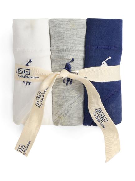 Ralph Lauren Polo Ralph Lauren Club Cotton High Leg Knickers, Pack of 3 - view 2, White/Grey/Navy