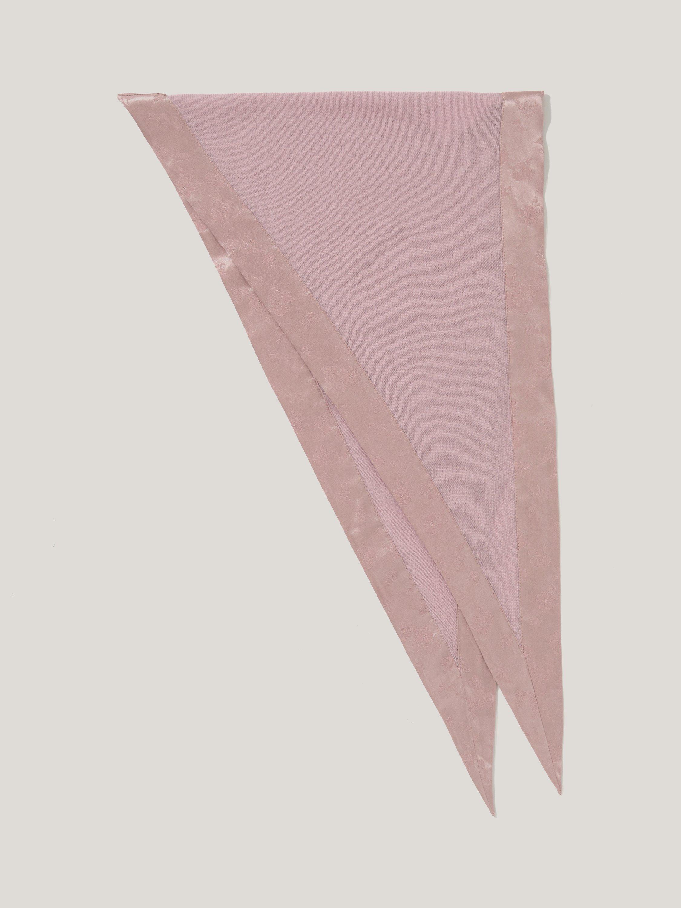 Jigsaw Trim Triangle Satin Scarf, Pink, One Size