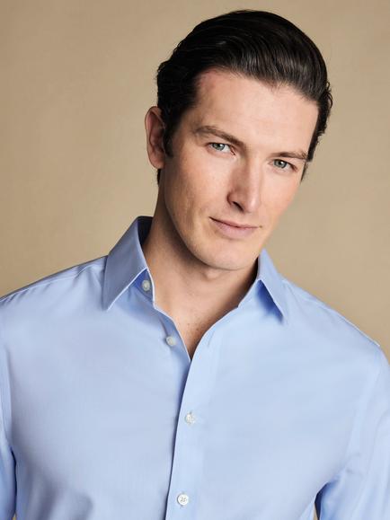 Charles Tyrwhitt Extra Slim Fit Non-Iron Twill Weave Cotton Shirt, Sky Blue - view 2, Sky Blue