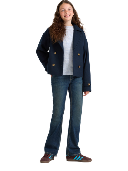 Lindex Kids' Short Outdoor Trench Coat, Dark Navy, Dark Navy