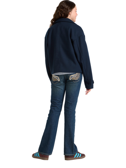 Lindex Kids' Short Outdoor Trench Coat, Dark Navy - view 2, Dark Navy
