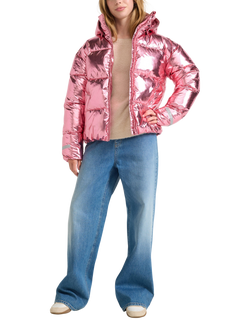 Lindex Kids' Metallic Padded Jacket, Dusty Pink, Dusty Pink