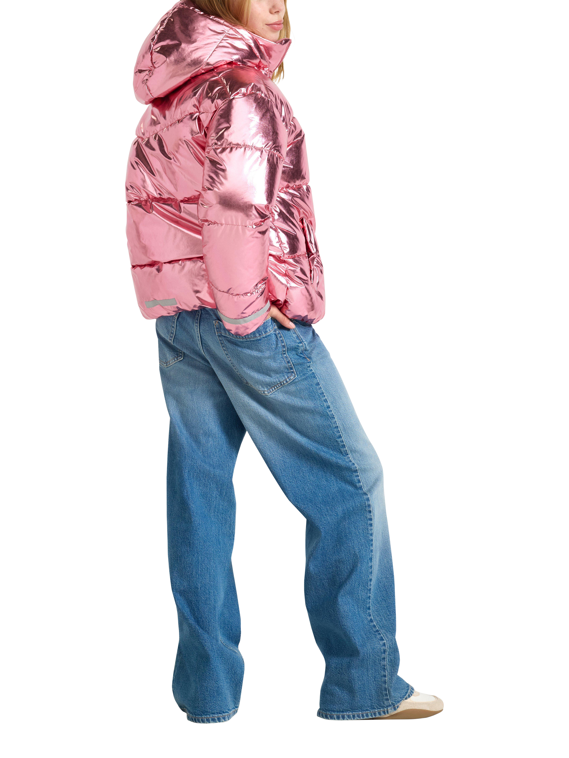 Product image 2 of 6, which shows Lindex Kids' Metallic Padded Jacket, Dusty Pink, 7-8 years