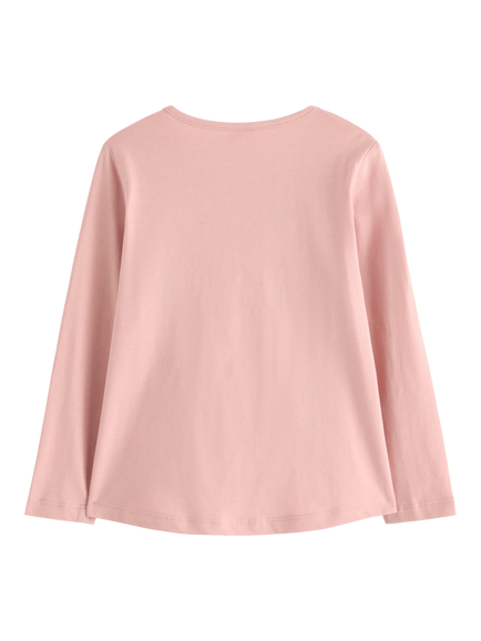 Lindex Kids' Cotton Long Sleeved Reindeer T-Shirt, Dusty Pink - view 2, Dusty Pink