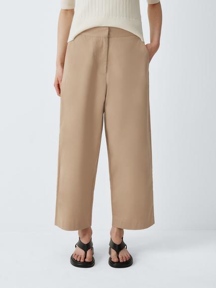 John Lewis Barrel Leg Cotton Blend Chinos, Camel