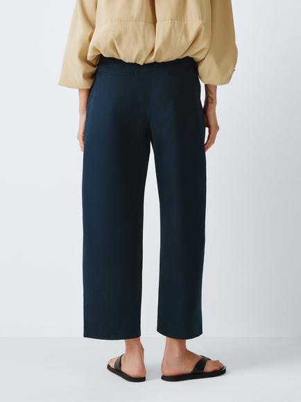 John Lewis Barrel Leg Cotton Blend Chinos - view 2, Navy