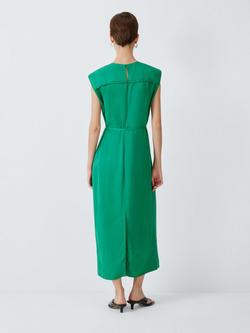 John Lewis Sleeveless Column Midi Dress with Linen - view 2, Pine Green