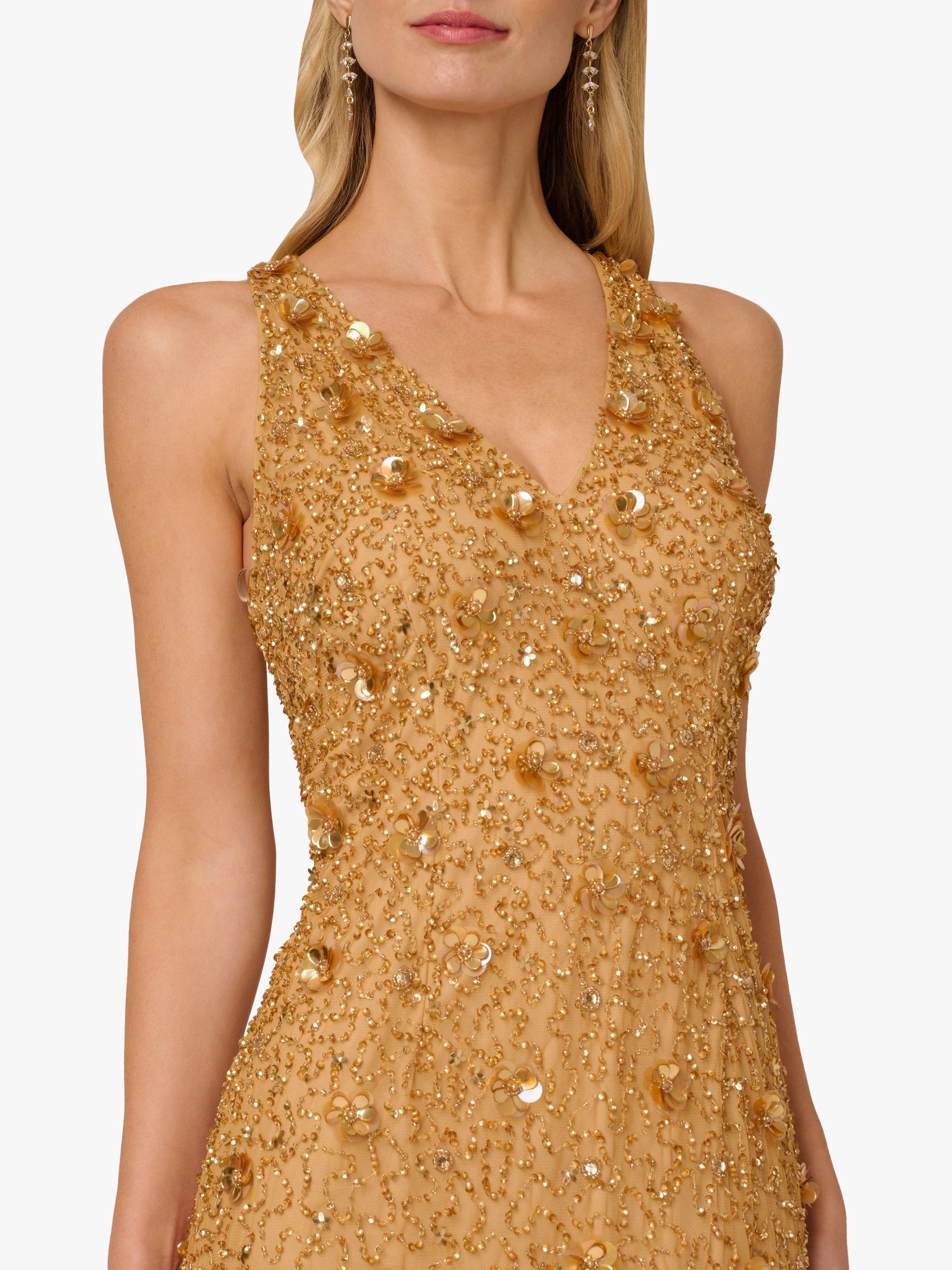 v neck gold dress Zaya Plisse Metallic Maxi Dress main image 0