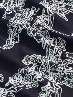 NN.07 Deon Printed Short Sleeve Shirt containing LENZING™ ECOVERO™ Viscose, Navy Blue - view 2, Navy Blue