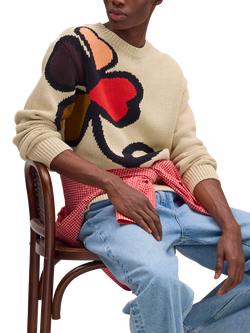 NN.07 Todd Organic Cotton Knitted Graphic Sweater, Ecru, Ecru