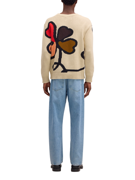 NN.07 Todd Organic Cotton Knitted Graphic Sweater, Ecru - view 2, Ecru
