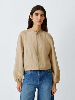 John Lewis Tencel Blend Bomber Jacket, Camel, Camel