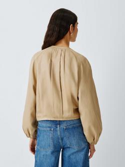 John Lewis Tencel Blend Bomber Jacket, Camel - view 2, Camel
