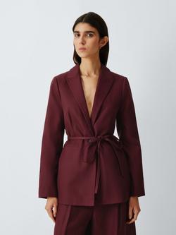 John Lewis Single Breasted Blazer containing TENCEL™ Lyocell, Burgundy, Burgundy