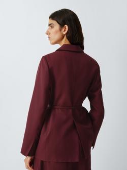 John Lewis Single Breasted Blazer containing TENCEL™ Lyocell, Burgundy - view 2, Burgundy