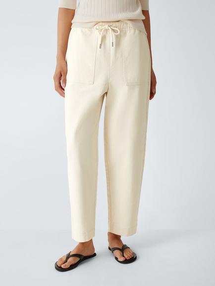 John Lewis Cotton Drawstring Waist Trousers, Ecru