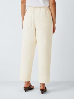 John Lewis Cotton Drawstring Waist Trousers - view 2, Ecru