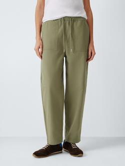 John Lewis Cotton Drawstring Waist Trousers, Pale Khaki