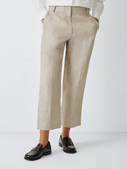 John Lewis Linen Tapered Trousers, Natural
