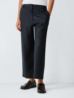 John Lewis Linen Tapered Trousers, Dark Navy