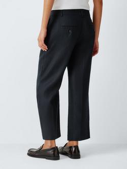 John Lewis Linen Tapered Trousers - view 2, Dark Navy