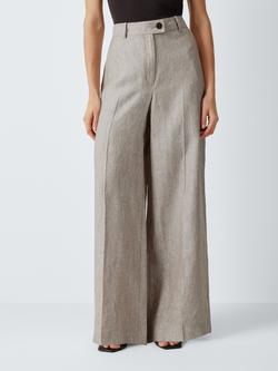 John Lewis Linen Wide Leg Trousers, Natural