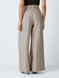 John Lewis Linen Wide Leg Trousers - view 2, Natural