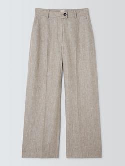 John Lewis Linen Wide Leg Trousers, Natural